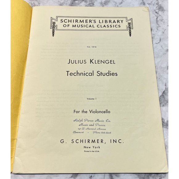 Klengel Technical Studies Vol 1 for Violoncello Vintage Sheet Music Schirmers - Picture 2 of 8
